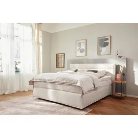 Musterring Boxspringbett MUSTERRING "JustB SC100", beige (creme, weiß), B:200cm L:215cm, Komplettbetten, Boxspringbett, schwebende Optik, inklusive Topper, verschiedene Farben, 180 x 200 cm