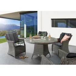 Destiny Garten-Essgruppe »LUNA«, (13 tlg., 4x Sessel, 1x Tisch, inkl. Auflagen), Aluminium, Polyrattan Destiny vintage grau
