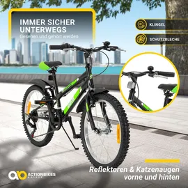 ACTIONBIKES MOTORS Actionbikes Kinderfahrrad Arrow 20 Zoll Gangschaltung, V-Brake-Bremsen, verstellbar, Diamantrahmen