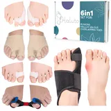 HALUTO 6in1 SET Hallux Valgus Korrektur - Hallux Valgus Schiene - Hallux Valgus Bandage - Zehenspreizer Hallux Valgus mit Ballenschutz - Hallux Valgus Socken - Hallux Valgus Gürtel Training Band