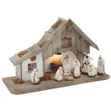 my home Krippe , Material Holz mit LED-Laterne, inklusive Krippenfiguren, beige