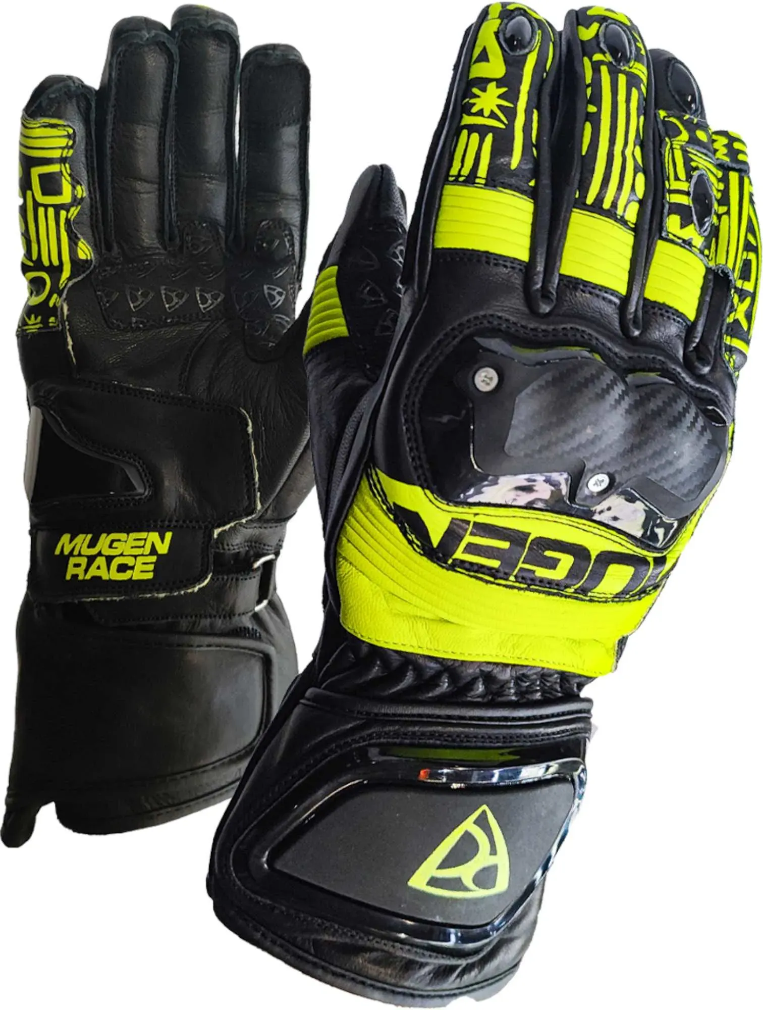 MUGENRACE Le-Vi Sport Motor rad Handschuhe, schwarz-gelb, Größe XL für Männer