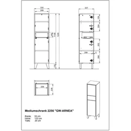 Germania GW-Arnea Midischrank 33 x 34 x 123 cm Braun