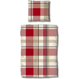 Traumschlaf Lech Kariert Rot/Beige 240 x 220 cm + 2 x 80 x 80 cm