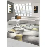 Teppich-Traum Modern Wohnzimmer Teppich Kurzflor in Pastell Gelb Grau - Größe 160x230 cm