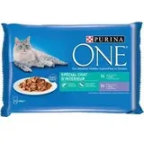 PURINA ONE Junior 4 x 85 g -  Indoor Thunfisch und Kalbfleisch