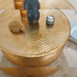 FineBuy Couchtisch Wohnzimmertisch Rund Sofatisch Hammerschlag Stubentisch