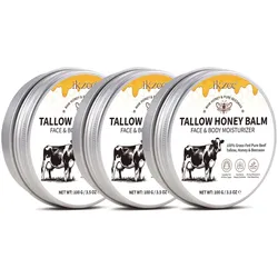 P-Beauty Tagescreme Rindertalg Honig Beef Tallow für Hautpflege 3x100 g Unisex