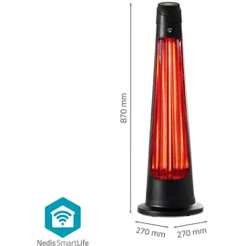 Nedis HTPA21BKW SmartLife Terrassenheizer Wi-Fi 1200 W 2 Wärmeeinstellungen Oszillation Stolperschutz IP24 Schwarz