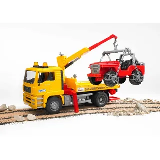 Bruder 02750 - MAN TGA Abschlepp LKW mit Geländewagen 1:16