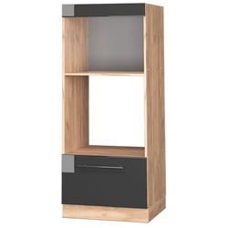 Vicco Mikrowellenumbauschrank Küchenhochschrank Fame-Line 60 cm Goldkraft Anthrazit Hochglanz grau