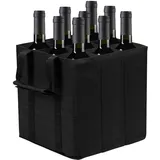 XOKL Flaschenträger, Weinflaschenträger für 9 Flaschen, Wiederverwendbare Flaschentasche, tragbarer Flaschenträger mit Tragegriff für Camping, Picknick, Angeln, Reisen, Einkaufen (27 x 27 x 27 cm)