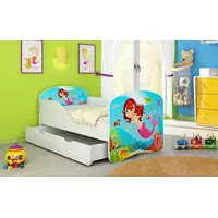 Luxusbetten24 Kinderbett Luna mit Stauraum und verschiedenen Motiven 140x70 Mermaid