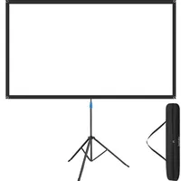 Tectake tectake® Beamer-Leinwand für 4K HD, Ultra HD und Full HD, Gain-Faktor 1,0, reißfester Terylenestoff, faltenfrei gespannt, Format 16:9, 80“ Zoll 203cm Stativ höhenverstellbar klappbar