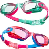 CAPAS Schwimmbrille Kinder, 2er Pack Wasserdicht Anti-Beschlag Anti-UV Wasser Pool Schwimmen Klasse Brillen für Jungen Mädchen von 4–12 Jahren (Gummies Candy Series #02)