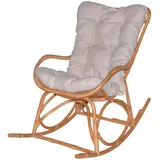 Mid.you Schaukelstuhl, Honig, Holz, Rattan, massiv, Uni, Füllung: Vlies, 65x96x122 cm, Schaukelfunktion, inklusive Armlehnen, Wohnzimmer, Sessel, Schaukelstühle