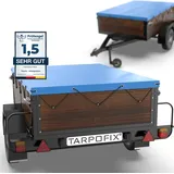 Tarpofix Tarpofix® Anhänger Plane 160x115 cm inkl. Planenseil | Anhängerplane Flachplane aus PVC PLANENMATERIAL | Verstärkte HP DDR Anhänger Plane für diverse PKW Hänger | Abdeckplane Anhänger Abdeckung | Blau