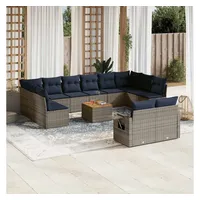 vidaXL Gartensofa-Set 13-tlg. grau Polyrattan