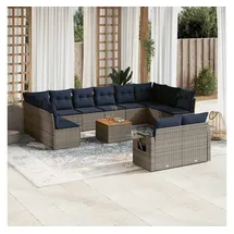 vidaXL Gartensofa-Set 13-tlg. grau Polyrattan
