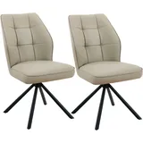 HELA 4-Fußstuhl BRAGA (Set, 2 St), XL Sitzbreite, 360° drehbar mit Auto-Return, Echtleder beige