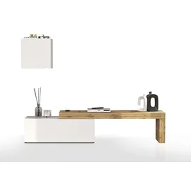 OTTO home TV-Wand OTTO HOME "Chronos TV-Set, Wohnwand – Elemente frei platzierbar, Made in Italy", weiß (weiß hochglanz, eiche wotan), B:240cm H:190cm T:40cm, Kastenmöbel-Sets, Lowboard Breite 240 cm, Hängeschrank Breite 50 cm, Made in Italy