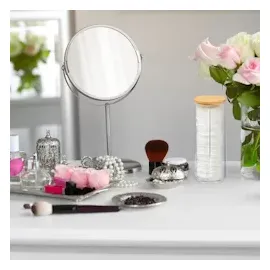 Relaxdays Wattepads Aufbewahrung 2er Set, Acryl, Bambus, Bad, Wattepadspender mit Deckel, HxD: 17,5x7,5cm, klar/Natur, 10026559_873