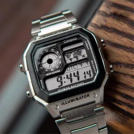 Casio Herrenuhr ILLUMINATOR WORLDTIME - Schwarz/Silber