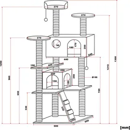 Wiltec Kratzbaum 130 cm schwarz/weiß