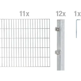 GAH Alberts Doppelstabmattenzaun 200 x 120 cm Silber/Metall
