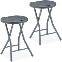 Relaxdays Klapphocker, 2er Set, & Balkon, klappbarer Outdoor Sitzhocker, HTB: 46 x 32 x 29 cm, grau