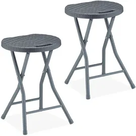 Relaxdays Klapphocker, 2er Set, & Balkon, klappbarer Outdoor Sitzhocker, HTB: 46 x 32 x 29 cm, grau