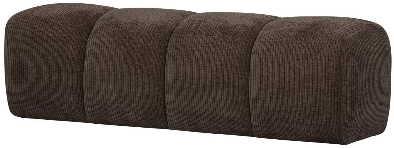 Bank Mojo aus Flachcord, modern gepolstert, Braun, 160 cm, bequem für 2–3 Personen