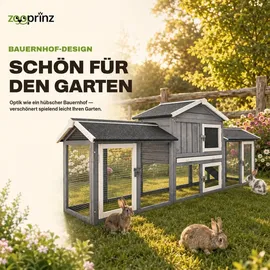 zooprinz Kleintierstall Don Camillo 210 x 85,5 x 54 cm Grau/Weiß