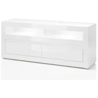 Furn.design TV-Lowboard Nobile Hochglanz weiß und Stone Design grau