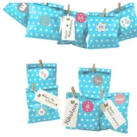 Frau WUNDERVoll® DIY Adventskalender Bescherung, Papiertueten flach 13x16,5cm, beachblau