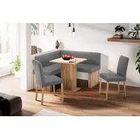 massivline & more Eckbankgruppe MASSIVLINE & MORE "Anna 2", braun (holzwerkstoff mit farbe sonoma eiche, lotos 5311 grau), Kunstleder, Eckbank Anna 130cm x 130cm,Säulentisch Anna 68cm x 68cm,2 x Stühle Anna,Golden Oak dekor,Lotos 5311 graun, Holzwerkstoff, Kunstleder,