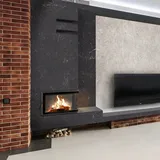 Kamineinsatz aus Stahl KRATKI MBM rechts 10 kW Ø 200 - Schwarz