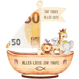 Taufgeschenke für Jungen und Mädchen, Alles Liebe zur Taufe, Holz Boot mit Basis, Geschenke Baby, Geburt Taufe Geldgeschenk, Geschenk zur Taufe Für Jungen Und Mädchen
