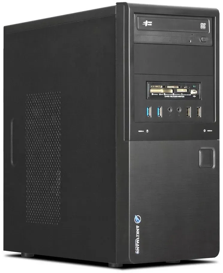 ANKERMANN-PC Business silent CAD Workstation PC (Intel Core i7 8700, Quadro M4000, 32 GB RAM, 2000 GB HDD, 500 GB SSD, Luftkühlung) schwarz