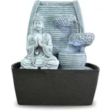 Innenbrunnen Zimmerbrunnen Feng Shui Weisheit LED Beleuchtung 24 cm, Grau