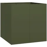 vidaXL Pflanzgefäß Olivgrün 80x80x80 cm Stahl, Pflanzschale, Garten-Garten-Pflanzkübel, Outdoor-Pflanzgefäß, Hochbeet, Pflanzgefäß, Blumenkasten