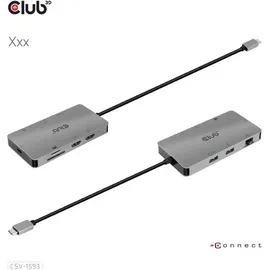 Club 3D Club3D Usb-8-In1-Hub Usb-C > 2Xhdmi/2Xusb/Usb-C/Rj45/Sd/Msd - Silber