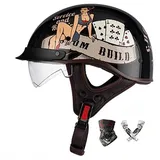 Smilfree Halbschalenhelm Mit ECE-Zulassung Vintage Motorradhelm Cruiser Chopper Scooter Helm Herren Retro Motorrad Halbhelm Damen Mofa Helm