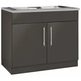 wiho Küchen Spülenschrank Cali 100 cm breit grau