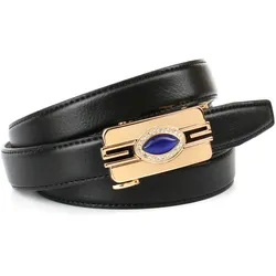 Ledergürtel ANTHONI CROWN, Damen, Gr. 100, schwarz, Leder, unifarben, Gürtel, Schließe mit blauem Schmuckstein
