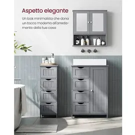 VASAGLE Badschrank grau 55,0 x 28,5 x 82,0 cm