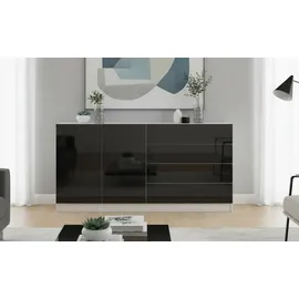 borchardt Möbel Vaasa 152 x 79 x 35 cm Schwarz / Weiß matt / Hochglanz