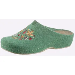 Pantoffel WALDLÄUFER, Damen, Gr. 38, grün (apfel), Filz, modisch, Schuhe Hausschuh Pantoffeln