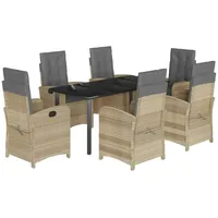 VidaXL 7-tlg. Garten-Essgruppe mit Kissen Beigemischung Poly Rattan