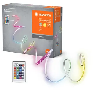 LEDVANCE FLEX 5M LED-Streifen RC, weiß, 14W, 900lm, warmweißes Licht, integrierter Sound-Receiver, RGB-Farbsensor, Fernbedienung, 14 W 1.300 lm RGB 500 cm,
